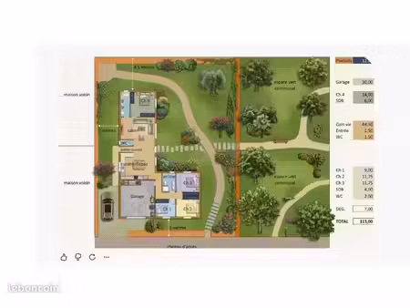vente terrain viabilisé 537m² + exemple de projet de maison