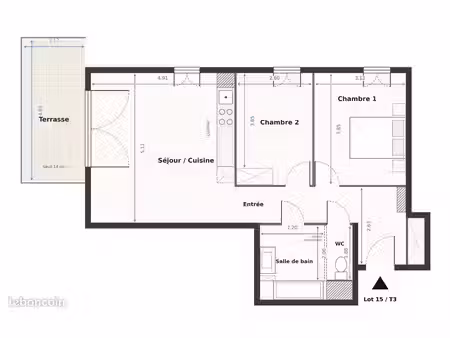 t3 neuf 63 m² terrasse + 2 parkings – échirolles  400 m hôpital sud - sans frais d’agence