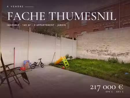 vente appartement 140 m² à faches-thumesnil (59155)  219 000 €