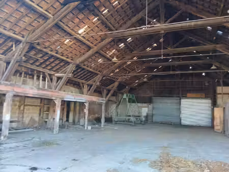 au calme  en bordure de village  vaste hangar d'env 500m2 sur 2974m2.