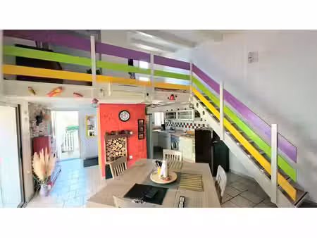 le cap d'agde : accès direct à la plage de la roquille — villa 4 pièces avec mezzan
