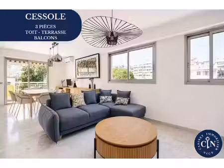 appartement 3 pièces rénové - toit-terrasse - cessole