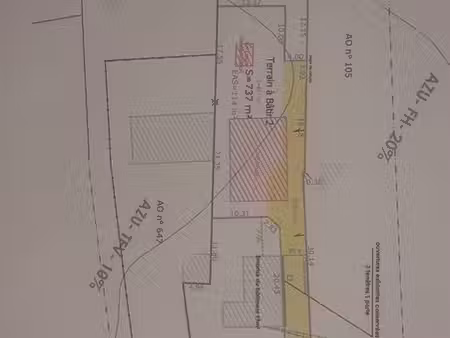 vends terrain à bâtir 114 m2 emprise au sol
