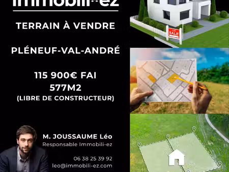 terrain à bâtir - 577m2 - plurien centre - 1.5km de la mer