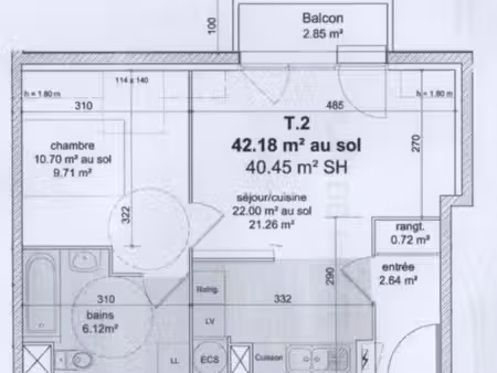 appt f2 à louer à mesnil esnard