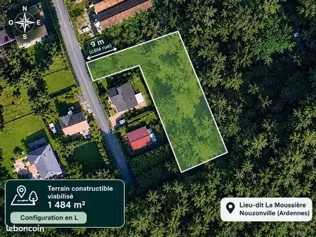 terrain constructible viabilisé 1484 m²