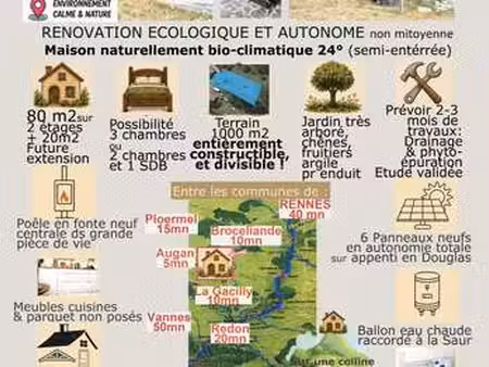 vente maison à augan (56800) : à vendre / 80m² augan