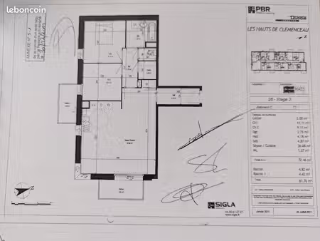 appartement t3 72m46 avec garage et parking en sous sol