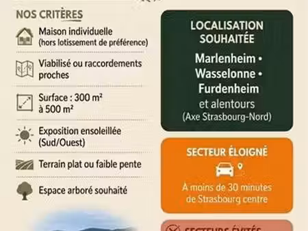 terrain à bâtir 300 à 500 m² - secteur marlenheim / wasselonne / furde