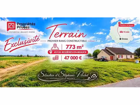 vente terrain 773 m² à rozières-en-beauce (45130)  47 000 €