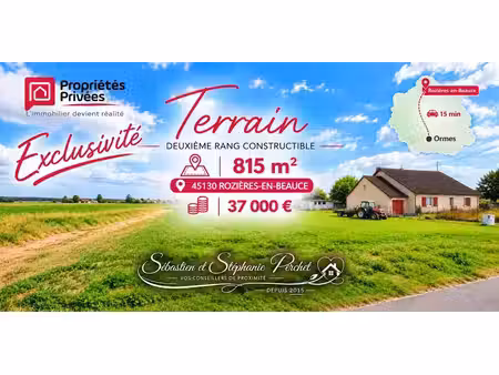vente terrain 815 m² à rozières-en-beauce (45130)  37 000 €