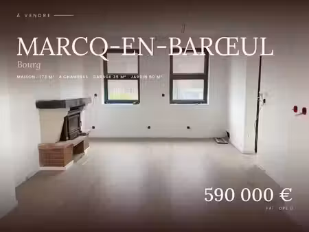vente maison 6 pièces 173 m² à marcq-en-baroeul (59700)  590 000 €
