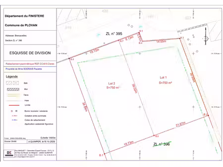 vente terrain à bâtir 750 m²