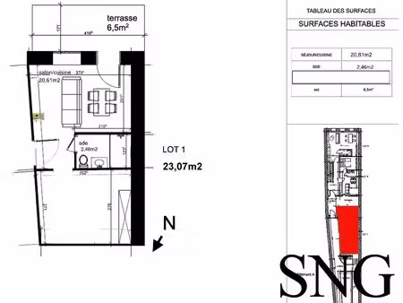 appartement 1 pièce 23 m²