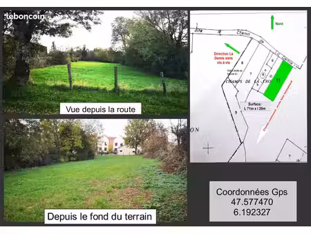 beau terrain à bâtir 31e/m2 1570m2 9mn de vesoul