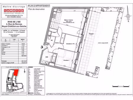 appartement t3 (63 m²) en rez-de-jardin