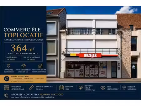 te koop in torhout : 364 m² vol mogelijkheden: handel  wo...