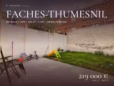 vente appartement 140 m² à faches-thumesnil (59155)  219 000 €
