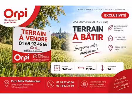 vente terrain 347 m² à morigny-champigny (91150)  104 000 €