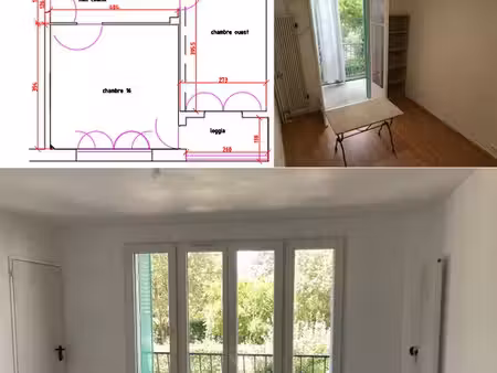 appartement trois pièces traversant  rénové  pratique  dans parc arboré
