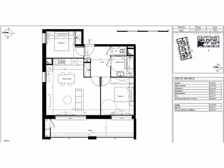 appartement 3 pièces 60 m²