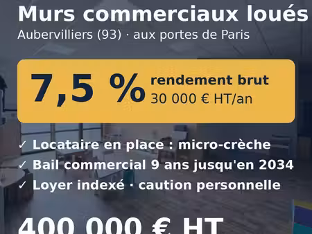 murs commerciaux loués 177 m² neufs – rendement 7 5 % – aubervilliers