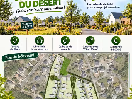lotissement de 36 terrains de 386 m² à 530 m²  viabilisés  libres de constructeu