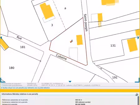 terrain constructible 990m carrés  situé rue cubaine  salies de béarn  ruine sur le terrai