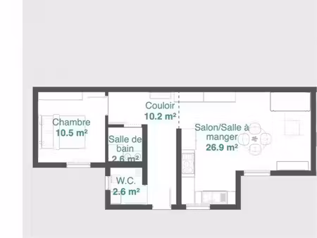 à vendre – maison mitoyenne de 54 m² avec jardin et stationnement