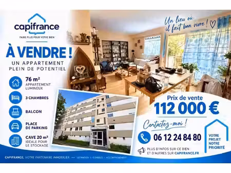 appartement à vendre niort 4 pièce(s) 76m2 112 000€