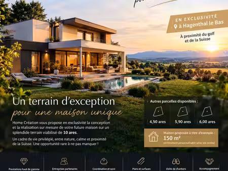 hagenthal-le-bas – terrain 10 ares  vue exceptionnelle – maison à construire sur mesure