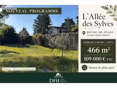 terrain 466 m² bourg de peage