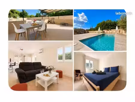 ? maison de plain-pied meublée avec piscine & studio – rochefort-du-gard