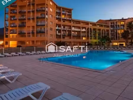 t2 32 m² - balcon vue albères - résidence de standing - piscine chauffée - port d’argelès 