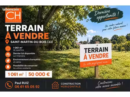 terrain 1 061 m² saint martin du bois