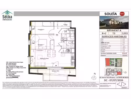 t3 lumineux en vefa avec balcon de 12 m²