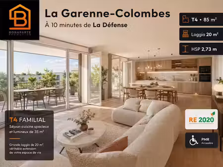 vente appartement 4 pièces 90 m² à la garenne-colombes (92250)  695 000 €