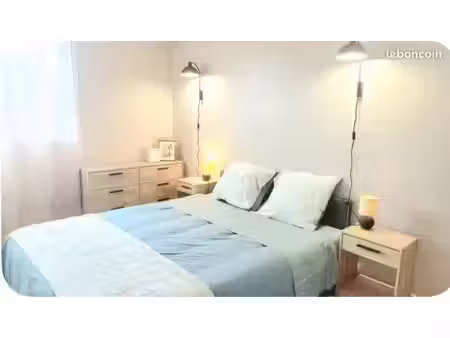 t3 meublé 58 m² juan-les-pins  plage à pied  parking  colocation possible  bail mobilité n