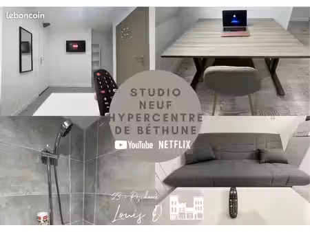 studio meublé avec mezzanine - hypercentre béthune - 550 euros cc internet inclus