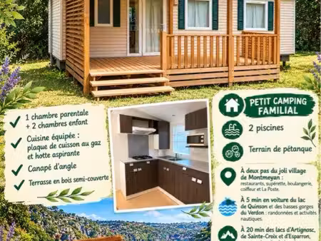 mobilhome 3 chambres avec terrasse sur emplacement à l’année