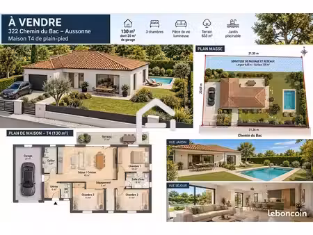 terrain 361 m² aussonne