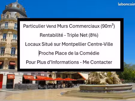 particulier vend murs commerciaux (90m²) - rentabilité (triple net) 8% locaux situé sur mo