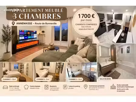 ? à louer – appartement meublé 3 chambres – annemasse