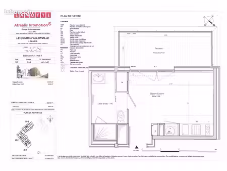 studio 1 pièce 22 m²