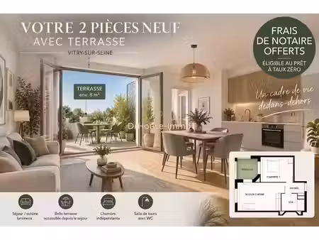vente appartement 2 pièces 40.5 m² à vitry-sur-seine (94400)  215 500 €