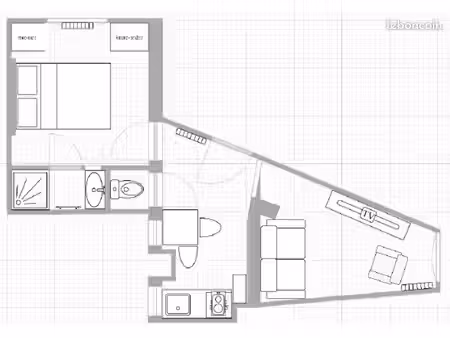 a louer 2 pièces meublées 28m²