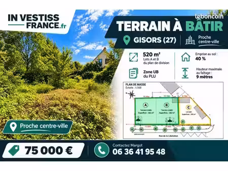 terrain 520 m² gisors