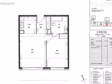appartement 2 pièces 50 m²