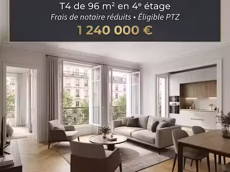 vente appartement 4 pièces 96 m² à paris 16ème (75016)  1 240 000 €