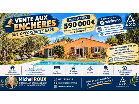 vente propriété arles  224m² 9 pièces 590 000€ avec piscine